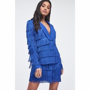 Lavish Alice Cobalt Blue Fringe Blazer Dress